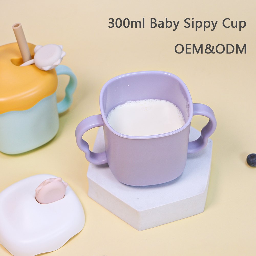 New Baby Feeding Bottle Drinking Kids Sublimation Silicone PP Water Milk Learning Training Sippy Cup With Straw For Toddler