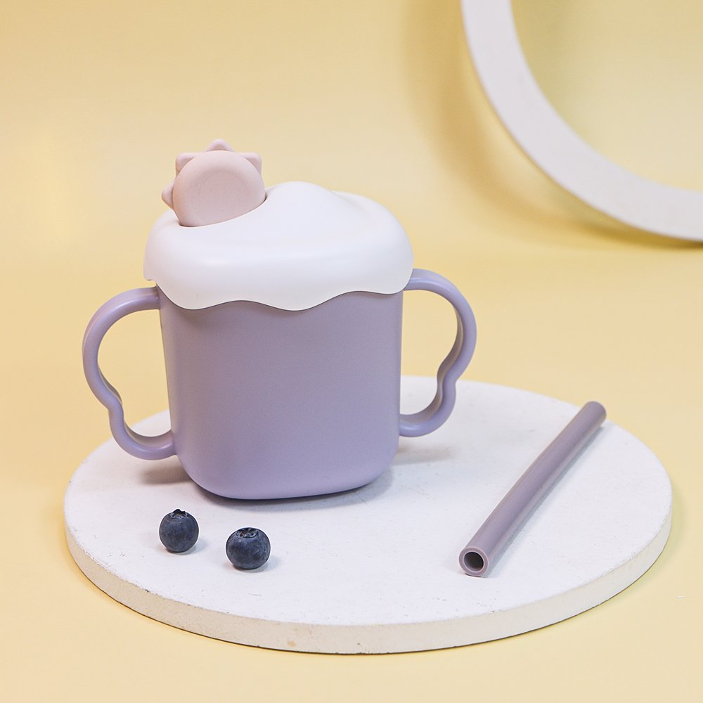 New Baby Feeding Bottle Drinking Kids Sublimation Silicone PP Water Milk Learning Training Sippy Cup With Straw For Toddler