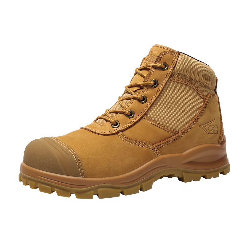 Professional factory Wheat Men's Genuine Leather middle cut water proof Safety Boots
