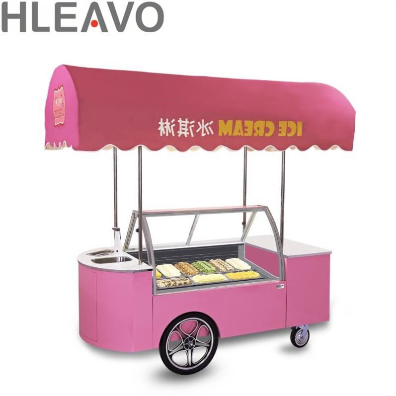 Hand Push For Sale Mexican Style Ice Cream Vending Carts gelato display freezer Ice Cream Vending Kiosk Showcases