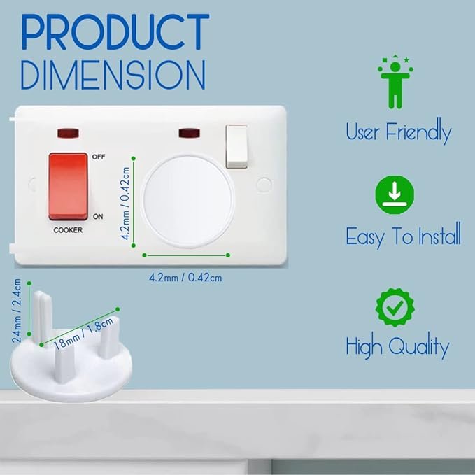 Child proofing Plug Socket outlet Cover UK Premium Baby Safety Socket Protector Tight 3 Pin White Perfect for Child Safety at Ho