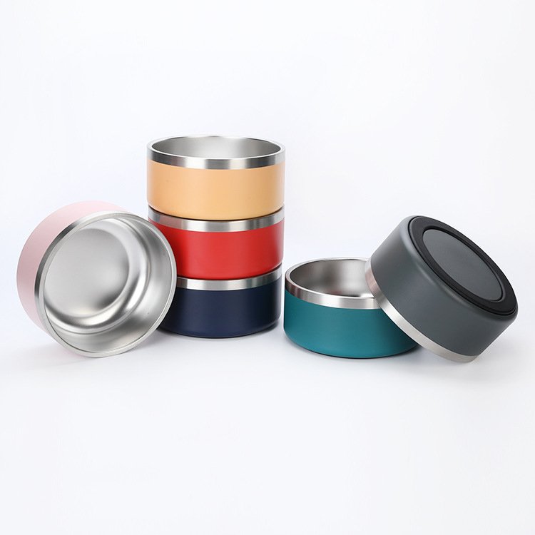Wholesale Low Price Manufactured Customized LOGO Double Layer 304 Stainless Steel Pet Feeding Bowl