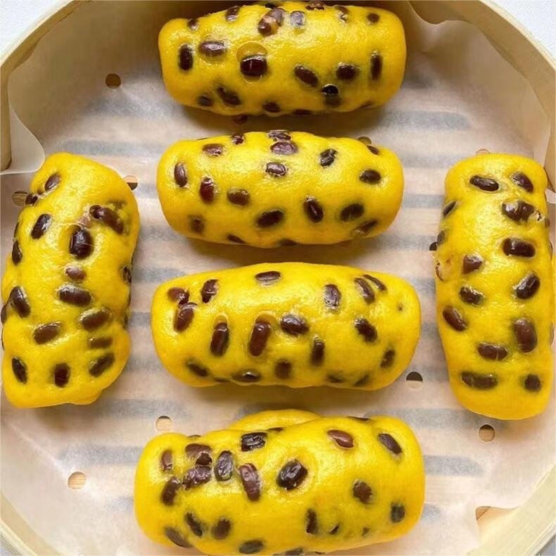 HACCP Certified Corn and Red Bean Roll Chinese Steamed Corn Bread with Red Bean