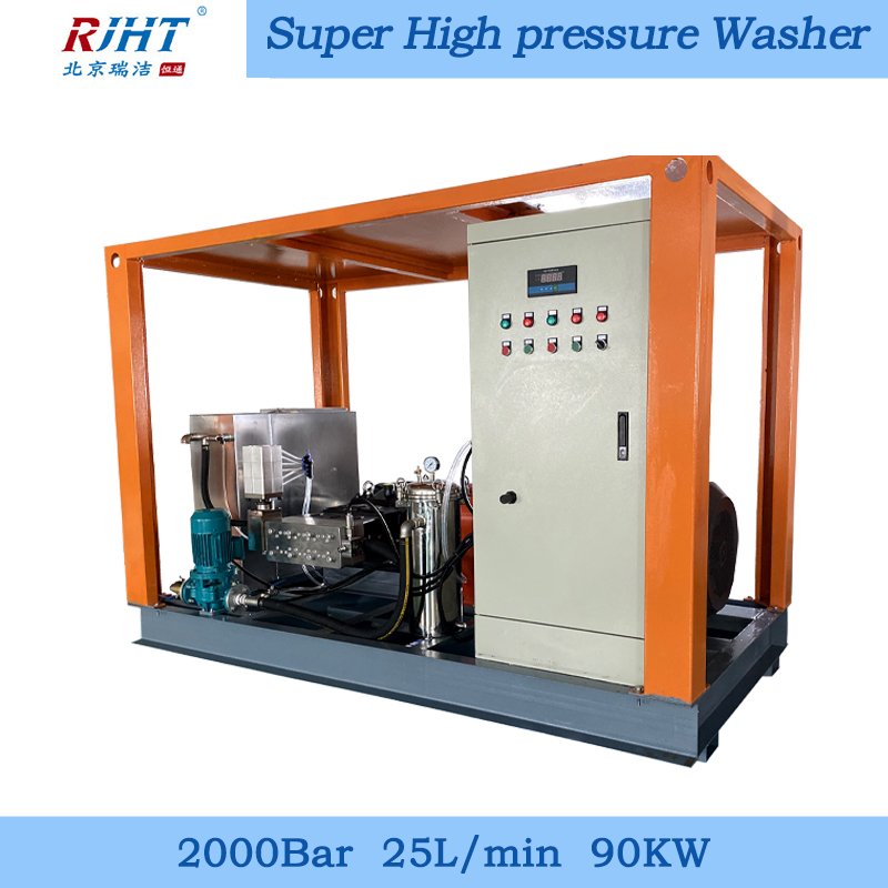 2000bar 25LPM 90KW Industrial Condenser Tubes Cleaning Ship Rust Removal Ultra High Pressure Water Blaster Cleaning Machine