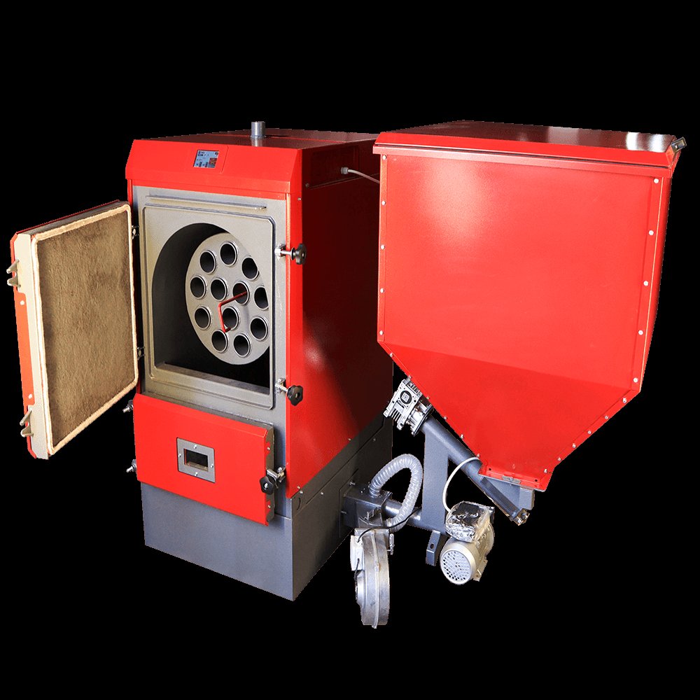 Pellet boiler FACI 78 with automatic pellet supply and ignition system industrial boiler 78 kW Remote control from a smartphone