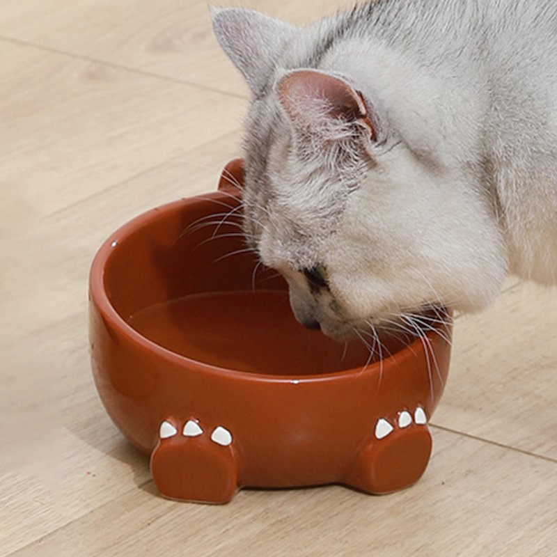 Cartoon Monster Slanted Mouth Ceramic Pet Bowl Cute and Cute Double Bowl Small Dog Ceramic Dog Bowl