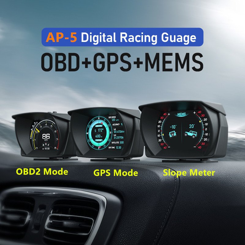 2022 New Product Factory Direct Car Alarm System OBD2+GPS+Slope Meter Smart Gauge HUD Head Up Display
