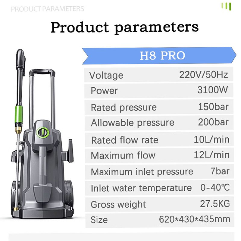 220V 3.1KW 200bar 2900PSI 12LPM Portable Household Car Washing Machine Commercial High Pressure Water Car Washer