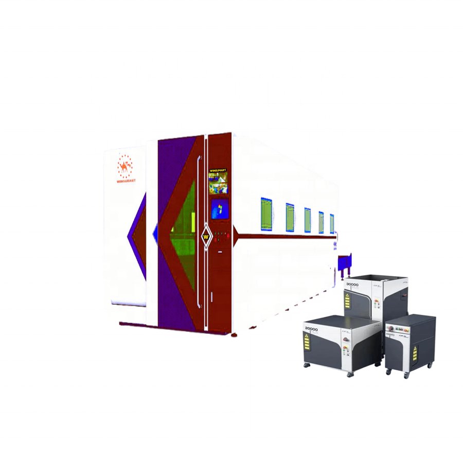 Winsumart Photonics WIF30035 Ground Rail 12kw 20kw 30kw Fiber Laser Cutting Machine Cross Beam Moving Type