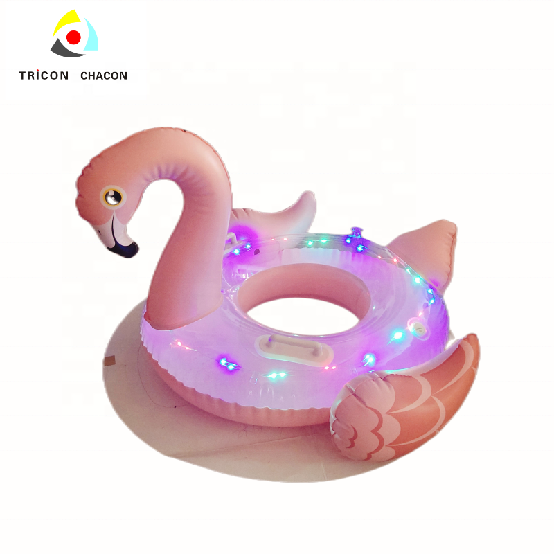 OEM Hot sale LED PVC Flamingo Inflatable Swimming Ring Pool Swim Tube river tube