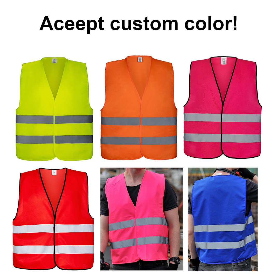 hi viz vest custom logo 120gsm polyester tricot EN ISO20471 fluorescent safety reflective vest cheap chaleco de seguridad adulto