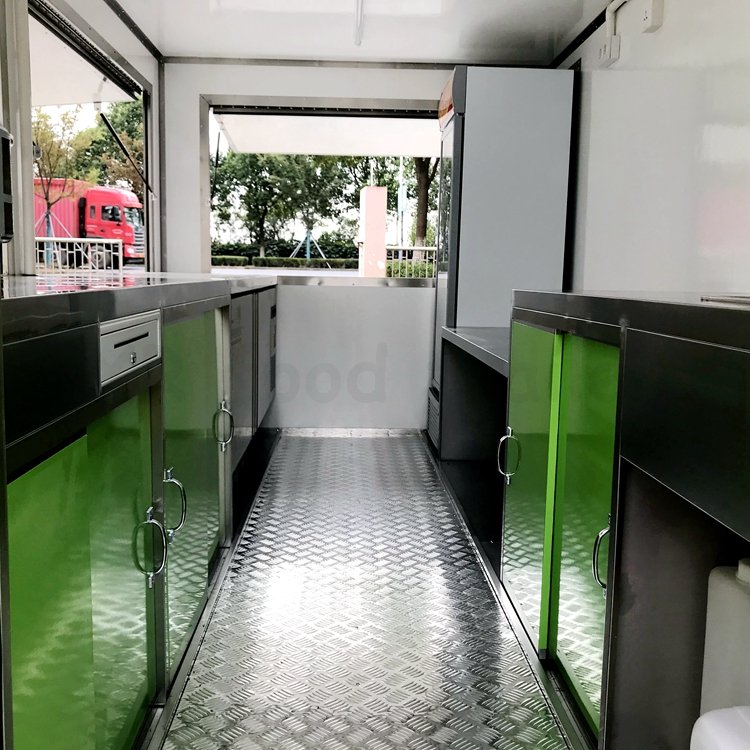 Doughnut Diy Fast Food Truck Trailer 13 Feet Foldable Fibre Glass with Grill and Deep Fryer Malaysia Restaurant Car