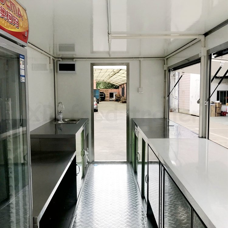 Doughnut Diy Fast Food Truck Trailer 13 Feet Foldable Fibre Glass with Grill and Deep Fryer Malaysia Restaurant Car