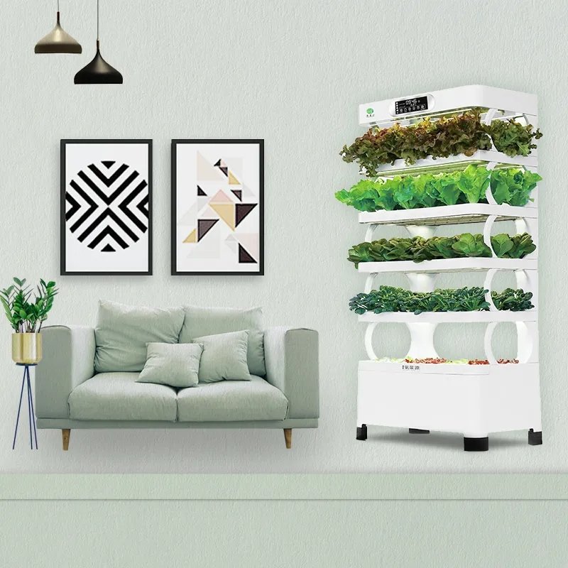 Smart low cost plant hydroponics vertical tower garden hydroponic grow systems plant fish vegetable with LED grow Light