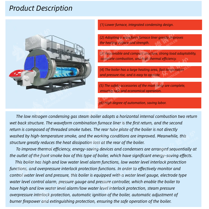 zhongde factory price WNS 4 ton steam boiler 3 ton steam boiler price Pressure 12 bar gas fired boiler for textile factory