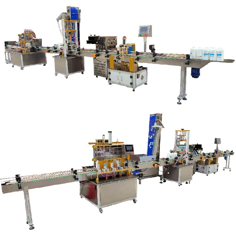 PLC controlled liquid bottle juice ink weighing filling top water-cooled aluminum foil sealing screw cap production line