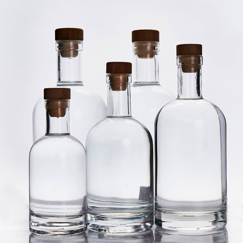 200ml 375ml 750ml 1L Nordic Empty Rum Whisky Vodka Spirit Glass Liquor Bottle with Cork for liquor Whiskey