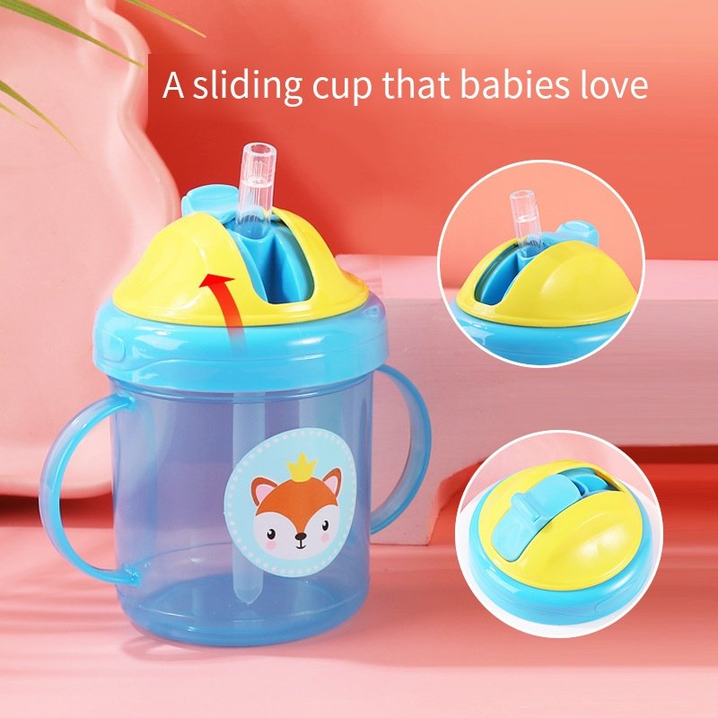 200ml Cartoon Leak Proof Silicone Baby Feeding Water Sippy Baby PP Cup Training Cup Learning Cup