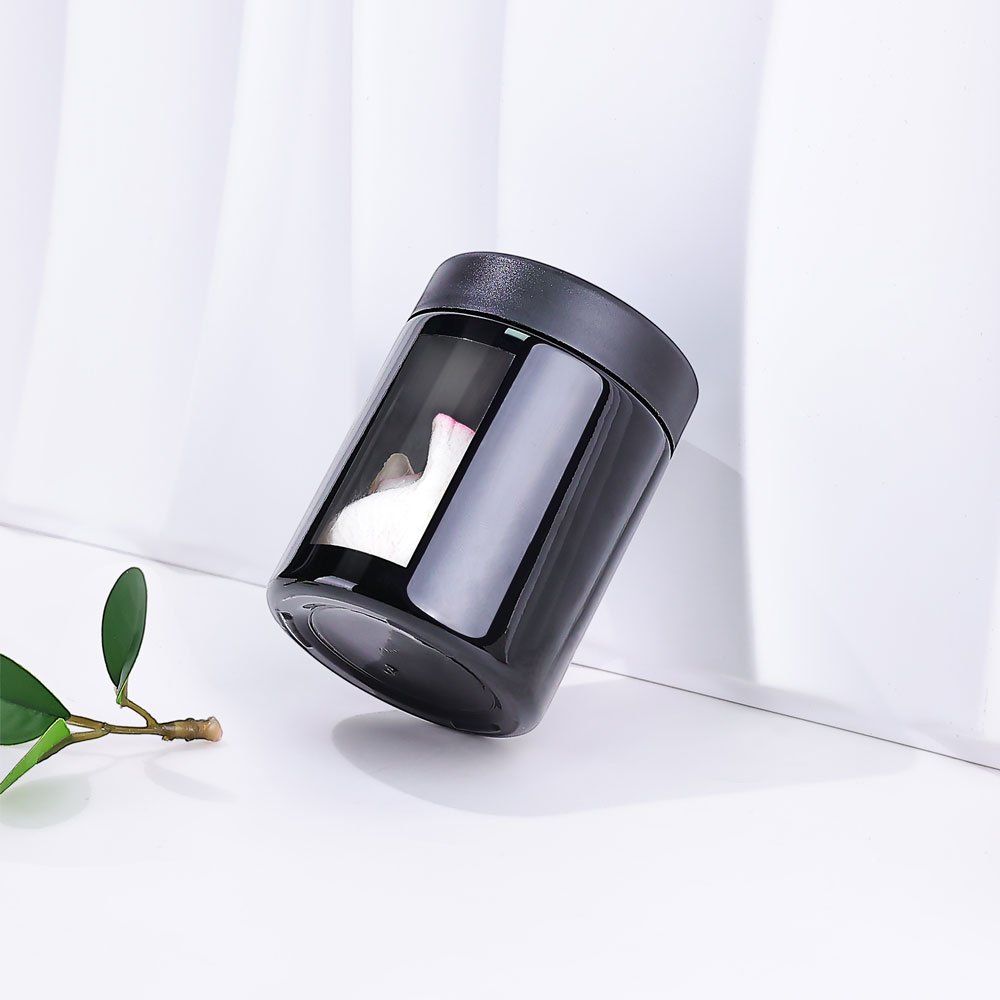 3.5g Flower Storage 2oz 3oz 4oz Smell Proof Black UV Childproof Flower Glass Jar Packaging Storage Container with Clear Window