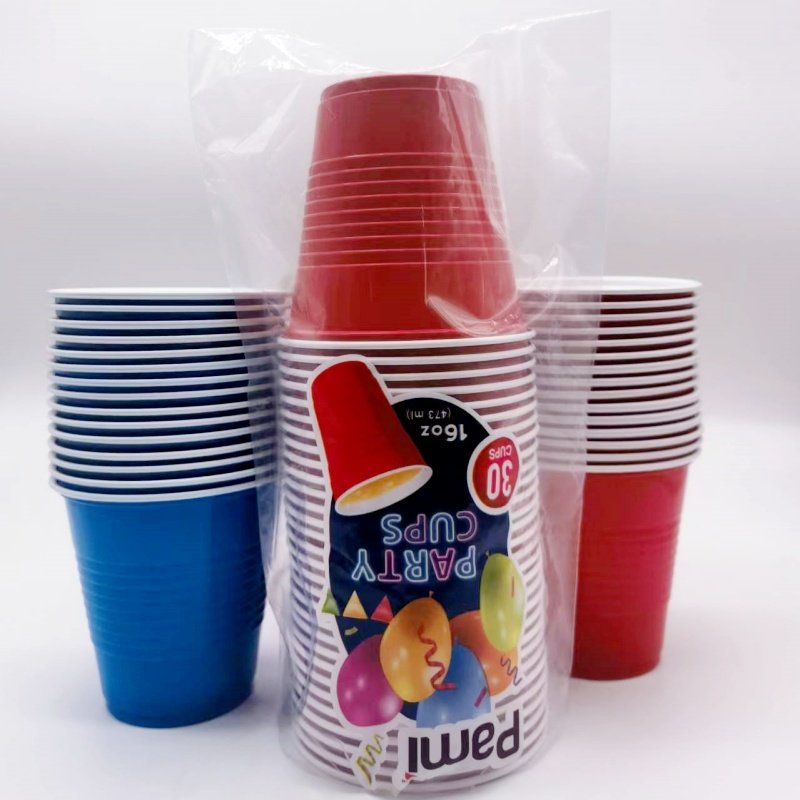 Hot Sale Disposable 12 oz 16 oz 18 oz Double Color 95 mm Caliber Plastic Party Cups Packed By Printed Plastic Bags