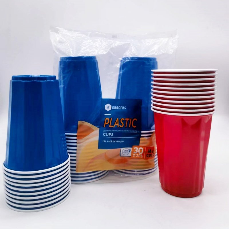 Hot Sale Disposable 12 oz 16 oz 18 oz Double Color 95 mm Caliber Plastic Party Cups Packed By Printed Plastic Bags