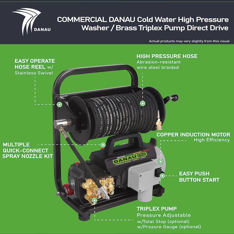 DANAU DCCL-8/13BS-2S4 1160Psi 80Bar High Pressure Water Jet Drain Pipe Sewer Jetter Cleaning Machine