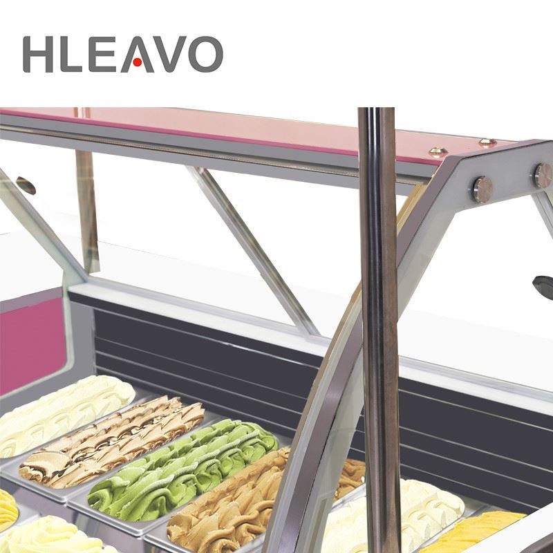 New High Quality Custom ice cream display freezer Gelato cart ice cream showcase snack machines