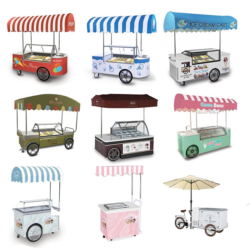 New High Quality Custom ice cream display freezer Gelato cart ice cream showcase snack machines