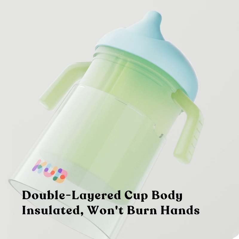 KUB 250ml Baby Drinking Bottles Straw Cup Portable Removable Anti Leak Silicone Baby Water Milk Sippy Cup with Handle