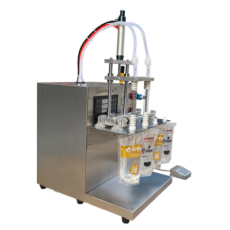 Multi head lifting slide rail bag filling machine is suitable for filling juice drinks, milk, coffee and anti foam