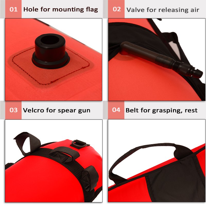 Spearfishing Freediving Snorkeling Diving Safety Float, Swimming Buoy with 60 Ft High Visible Line and Flag