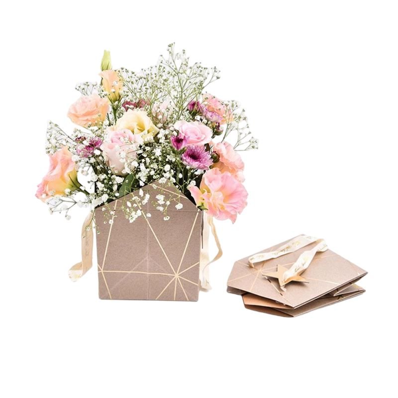 Portable Flower Packing Bag Small Square Bouquet Gift Packing Carry Box