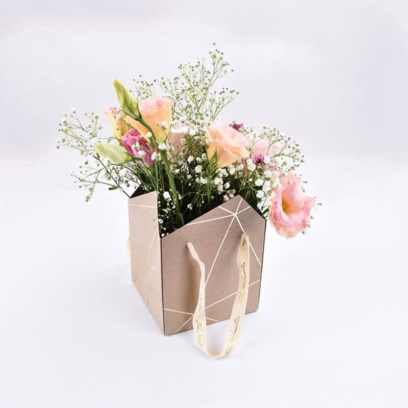 Portable Flower Packing Bag Small Square Bouquet Gift Packing Carry Box