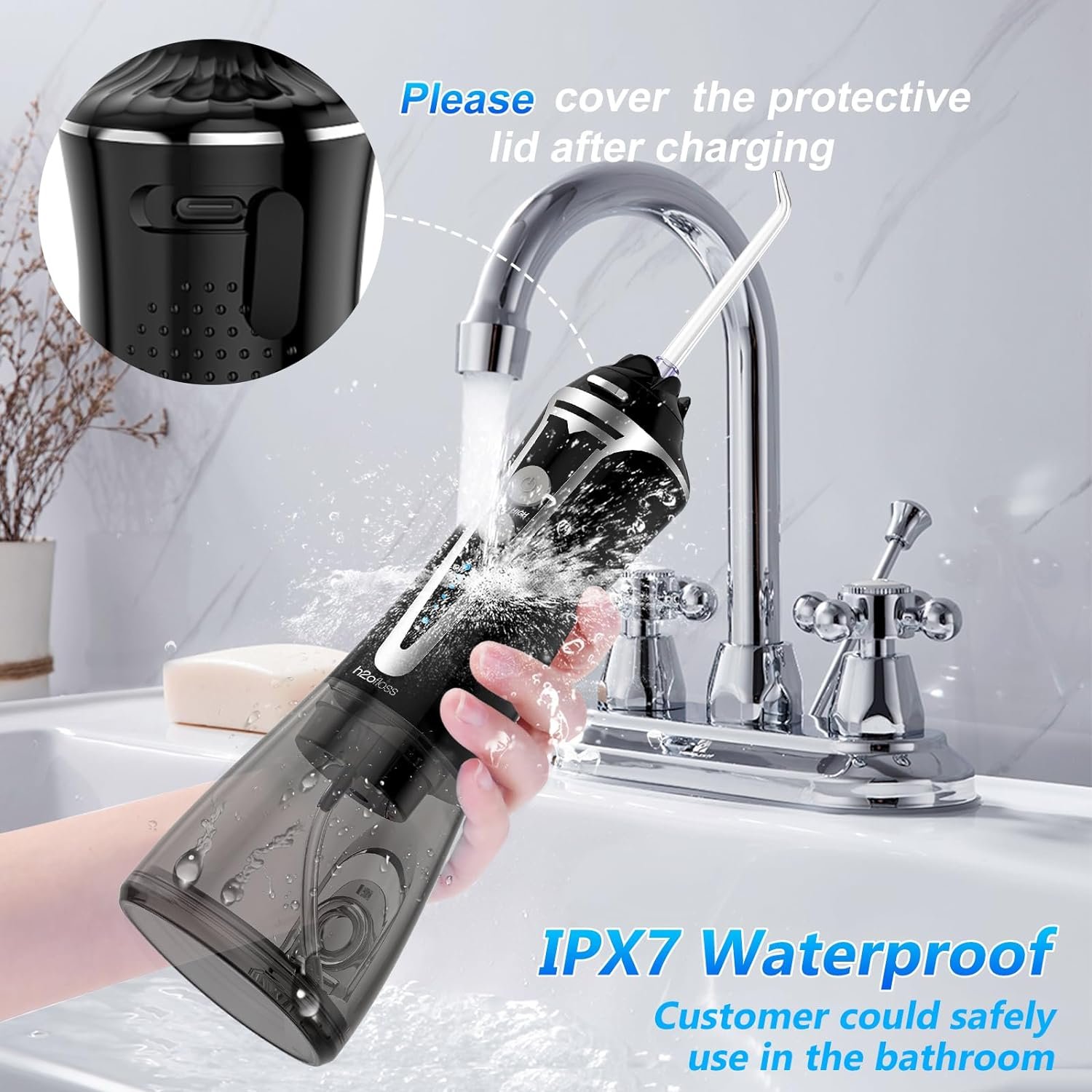 H2ofloss 2024 New 300ml Dental Irrigator Home Use IPX7 Waterproof Water Flosser for Teeth Cleaning