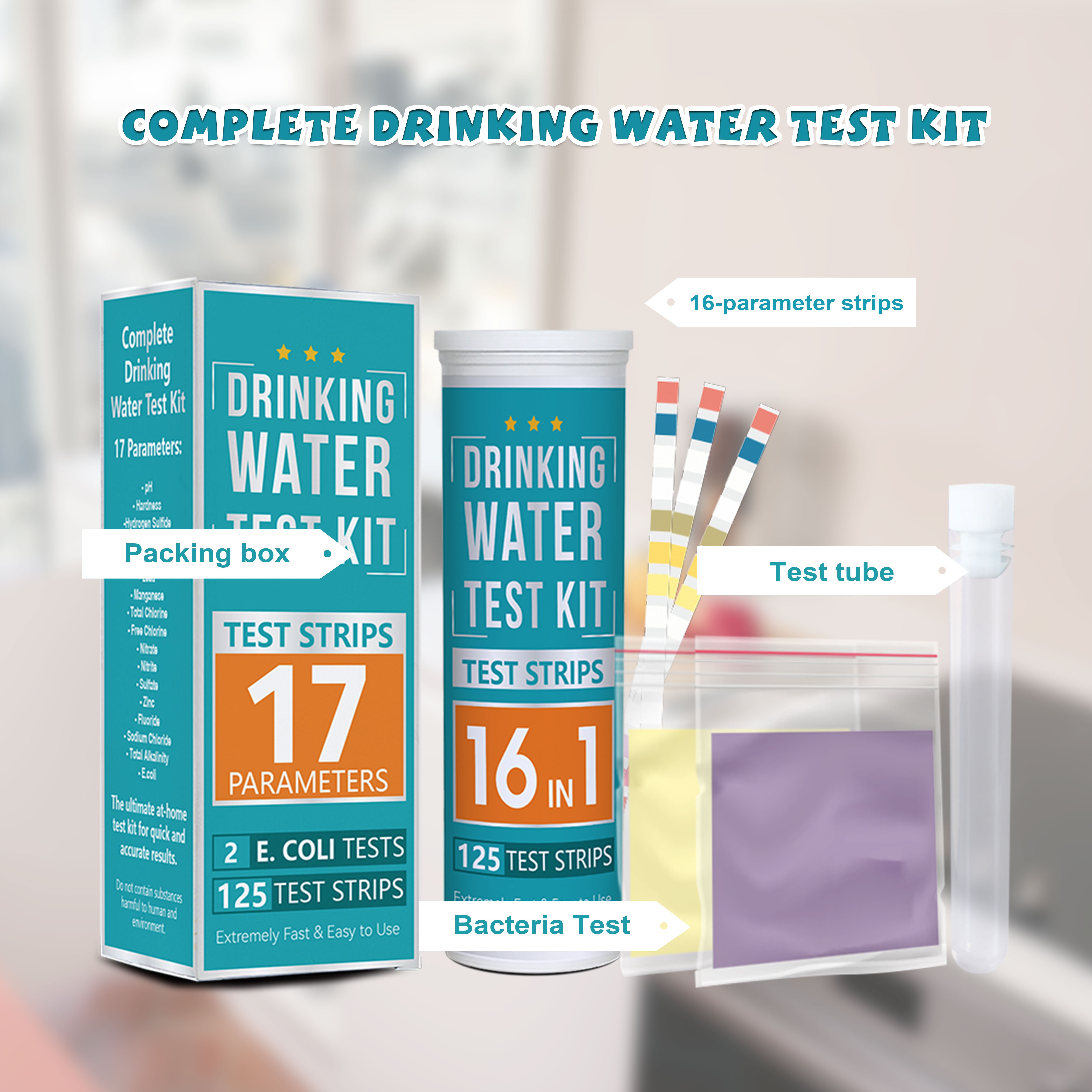 New product 17-in-1 water quality testing strip+Escherichia coli testing strip for well water, groundwater, and drinking water