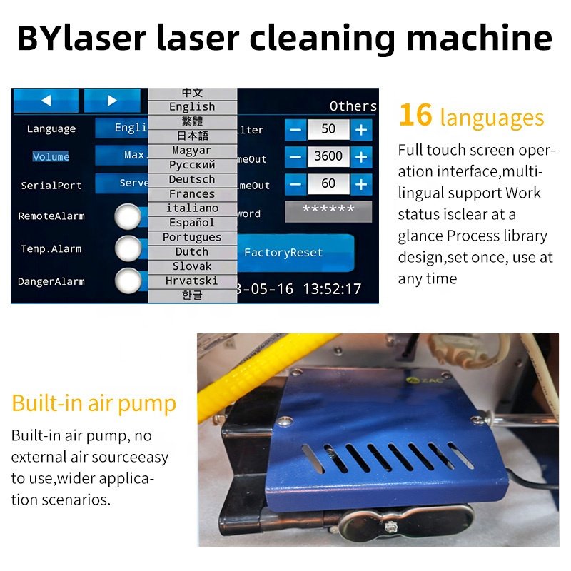 4in1 popular laser cleaning machine head lenses 50w laser rust remover removal 3000w max cool