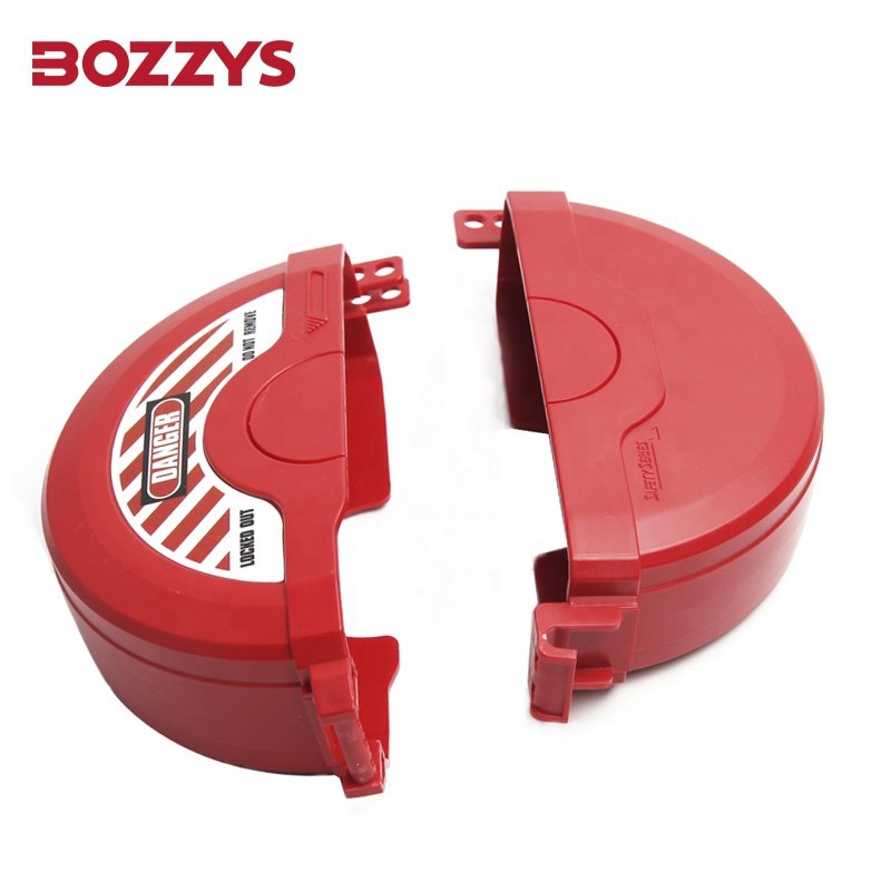 BOZZYS ABS Red Rotating Foldable Gate Valve Lockout with 3 Padlocks Hole for Handwheel Dia from 254mm to 330mm