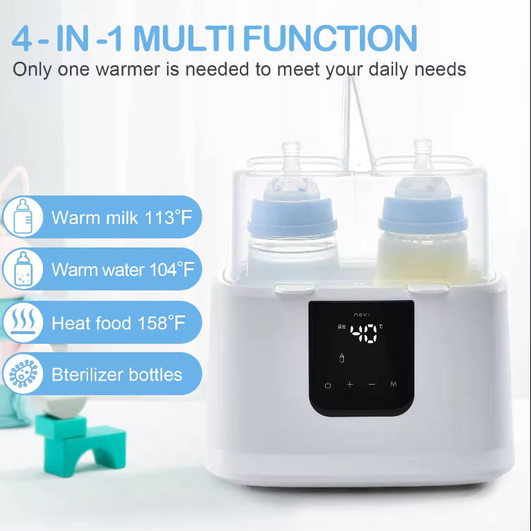NCVI Smart Portable Baby Breastmilk Food Milk Formula Electric Baby Feeding Double Bottles Warmer & Heater
