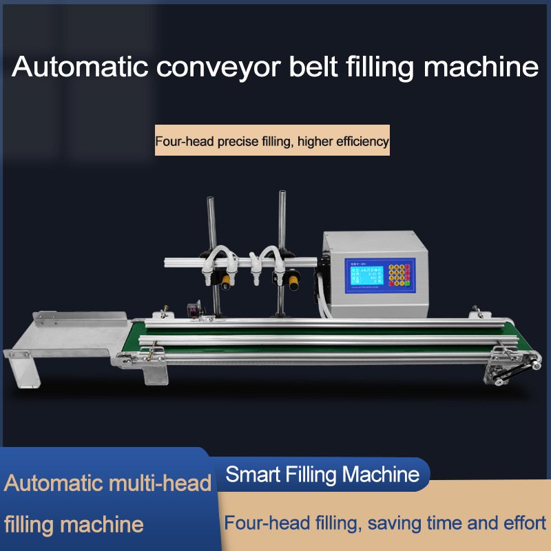 Small 10-1000ml high-precision 4 heads fully automatic desktop detergent shampoo liquid soap filling machine with conveyor belt