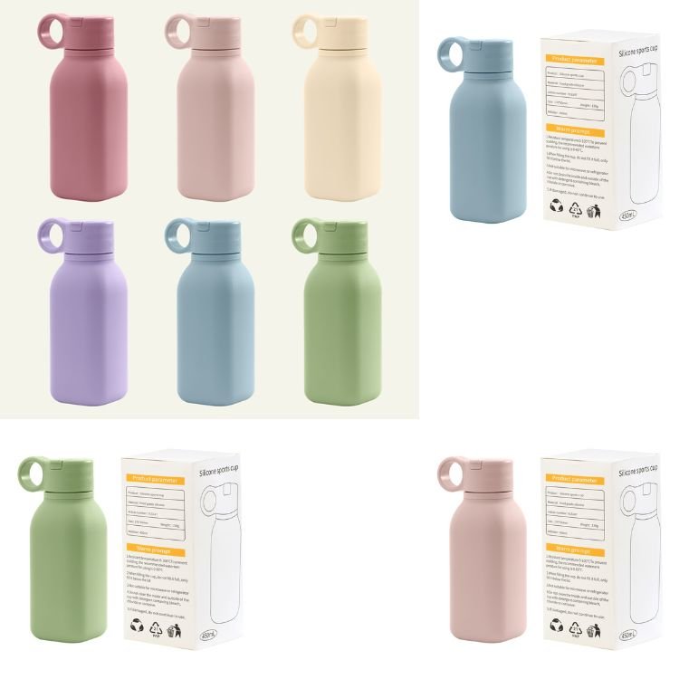 BPA Free Wholesale Silicone Leakproof Straw Water Bottle Travel School Student Gym Sport Kids Drink Water Baby Bottle Products
