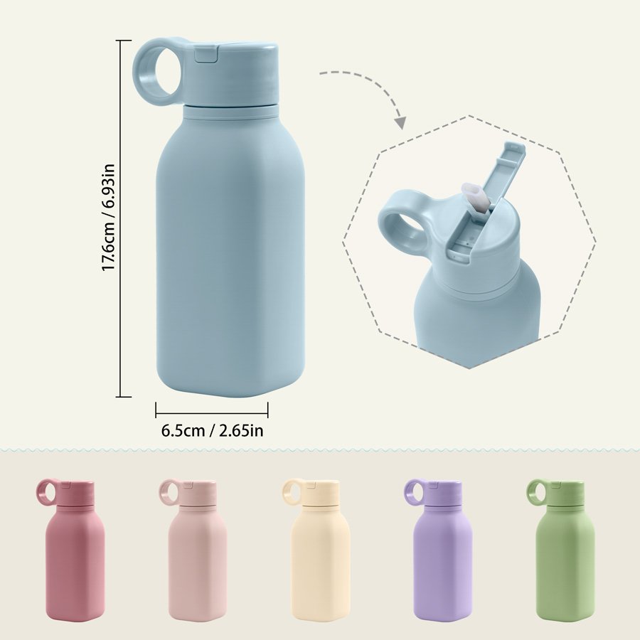 BPA Free Wholesale Silicone Leakproof Straw Water Bottle Travel School Student Gym Sport Kids Drink Water Baby Bottle Products