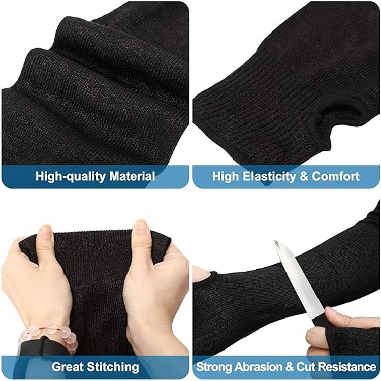 Sunnyhope Cut-Resistant A5 Linen Steel Wire Hemmed Heat-Safe Sleeve Protectors Protective Anti-Cut Sleeves for Thin Skin