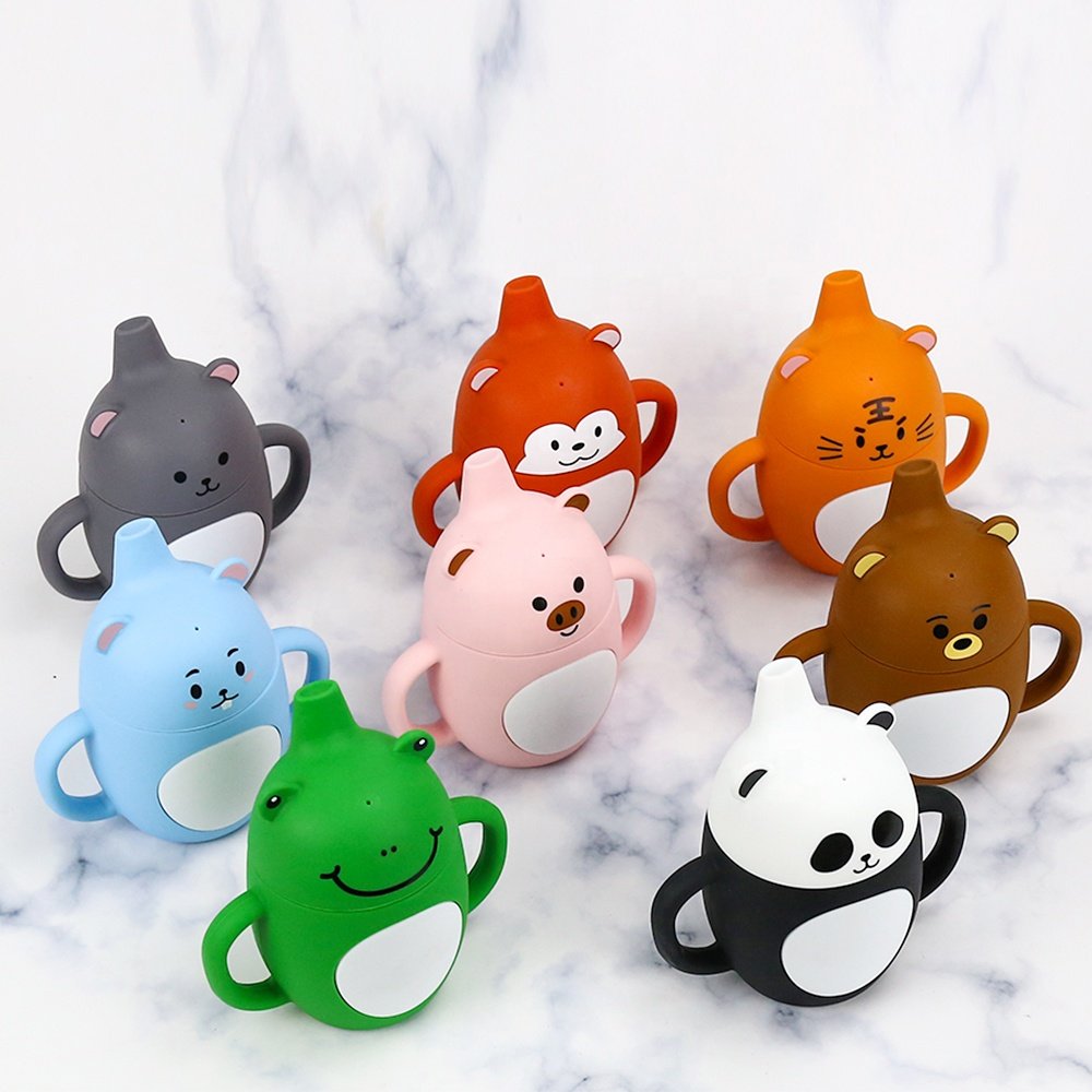 Customizable Sippy Cup Baby Kids Food Grade Silicone Straw Cup Non Spill Silicone Kids Water Cup With Straw