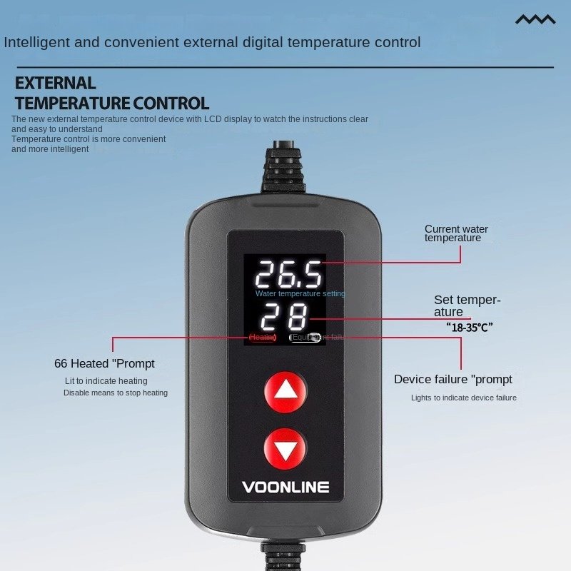 Chiye 25W Digital Display Fish Tank Heater New Style Safety Heating Rod Outdoor/Indoor Home Water Heater for Aquarium