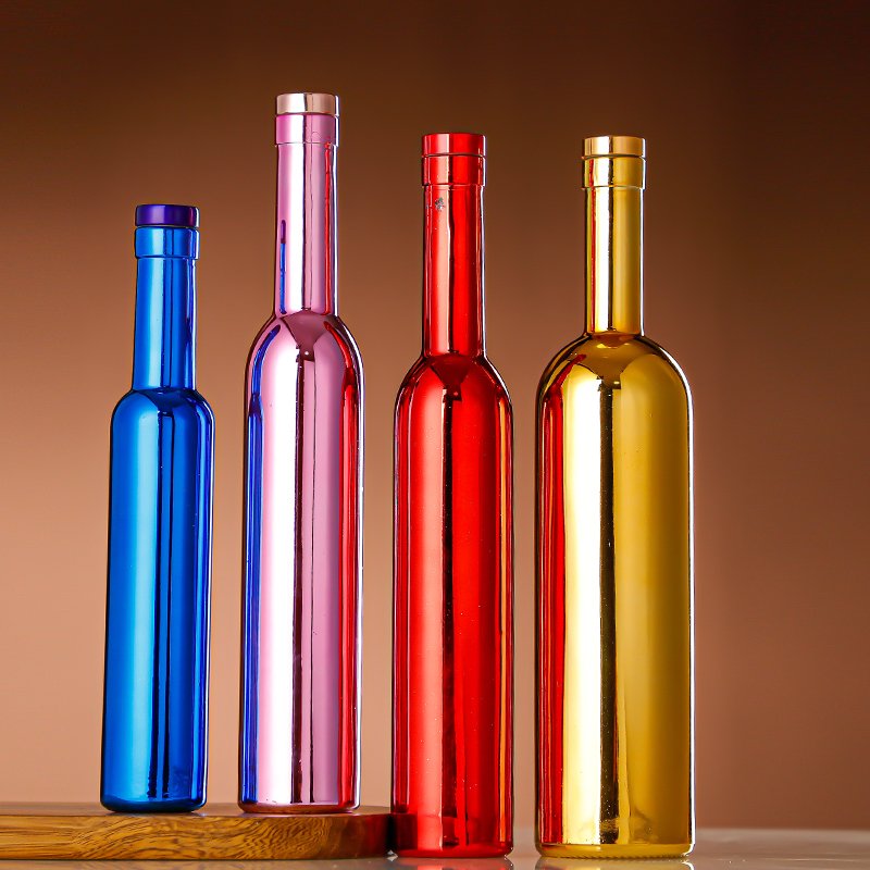 100ml 200ml 375ml 500ml Nordic Empty Rum Whisky Vodka Spirit Glass Liquor Electroplate Bottle with Cork for liquor Whiskey