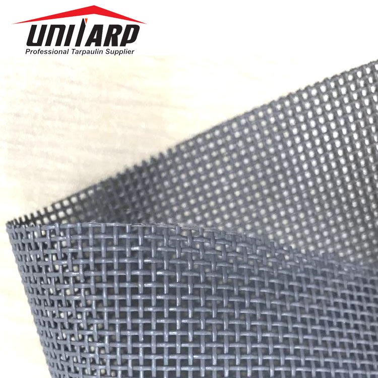 UV Resistant 325gsm PVC Mesh Tarps PVC Coated Woven Teslin Mesh Fabrics with Sewn Edges and Eyelets