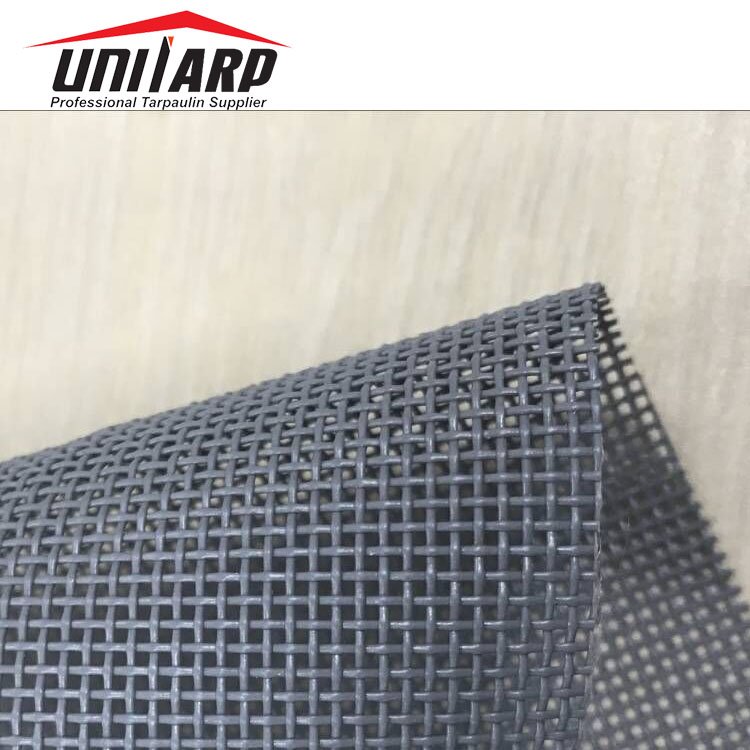 UV Resistant 325gsm PVC Mesh Tarps PVC Coated Woven Teslin Mesh Fabrics with Sewn Edges and Eyelets