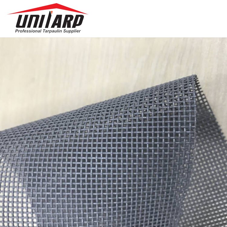 UV Resistant 325gsm PVC Mesh Tarps PVC Coated Woven Teslin Mesh Fabrics with Sewn Edges and Eyelets