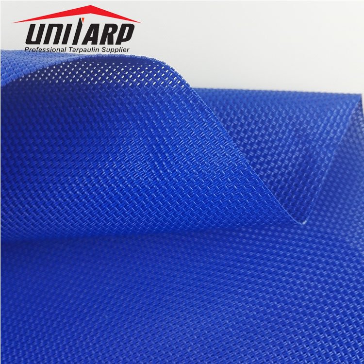 UV Resistant 325gsm PVC Mesh Tarps PVC Coated Woven Teslin Mesh Fabrics with Sewn Edges and Eyelets