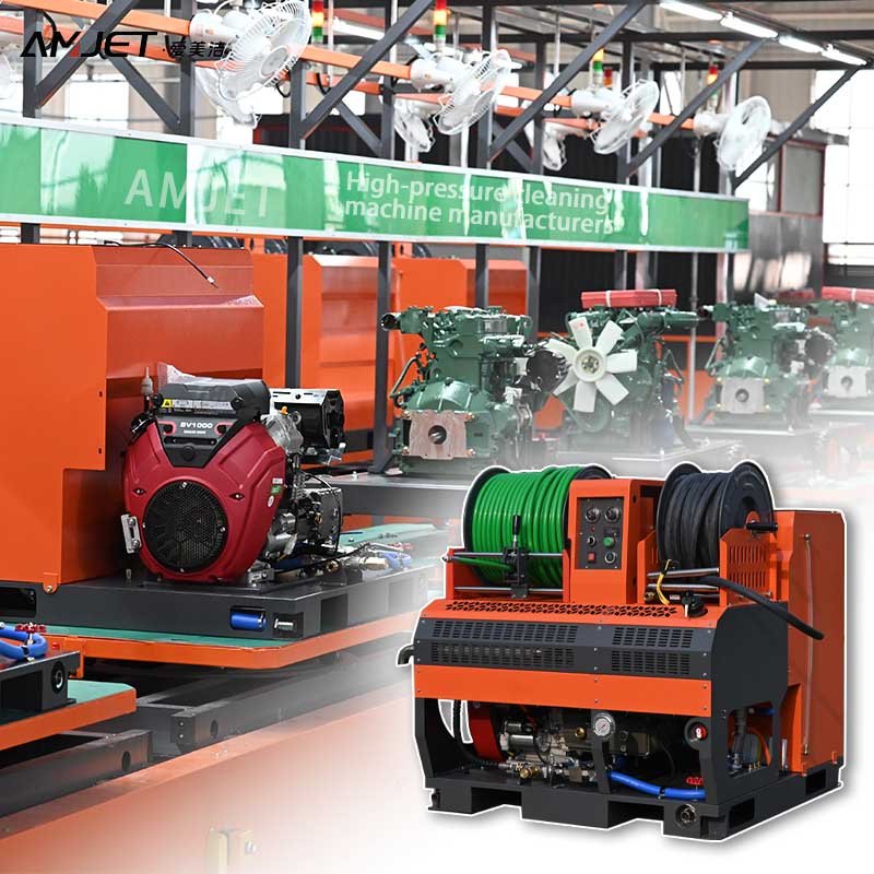 High pressure water jet sewer cleaning machine gasoline diesel 40-80Lpm sewage pipeline drainage and drainage cleaning machine
